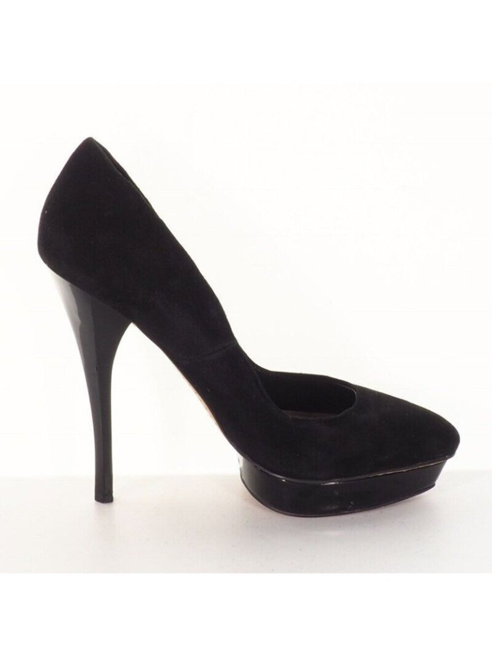 Sexy Stiletto Size 8.5 M Luminani Shoe Womens Pump Platform Black Suede